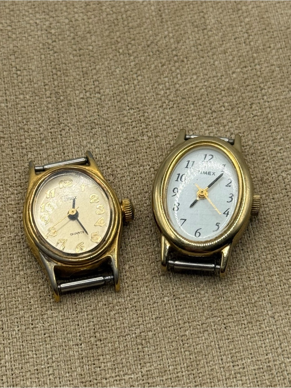 Set of two Timex Women's Gold-Tone Oval Quartz Watch with White Dial